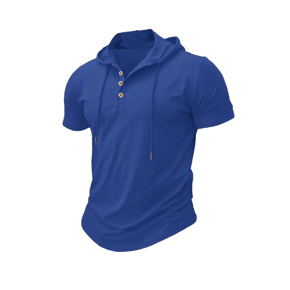 Men's Slim Fit Hooded Short Sleeve Tee Breathable Lightweight Sports Top For Fitness And Summer Wear