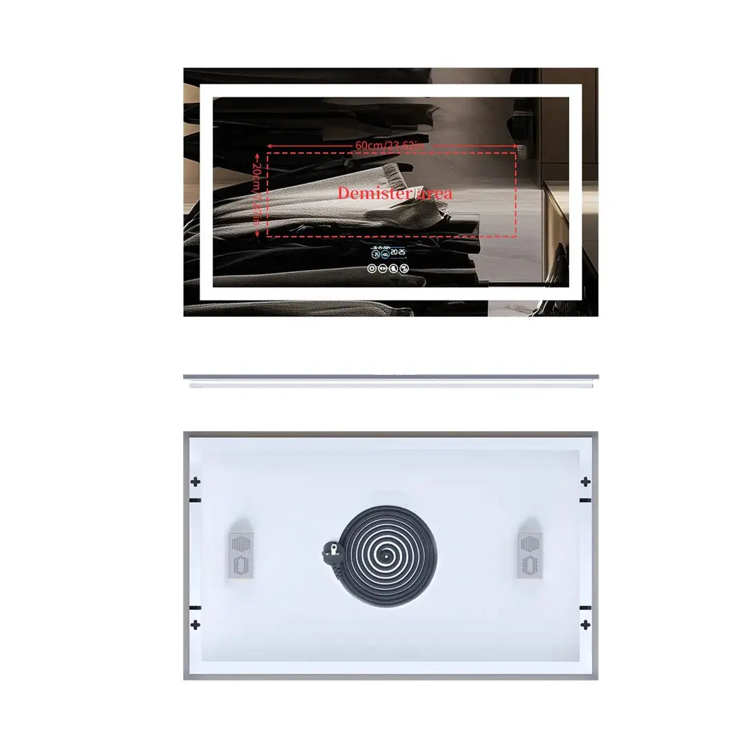 LUVODI large Bluetooth bathroom mirror with LED light antifog rectangular 3 color temperatures built-in speaker
