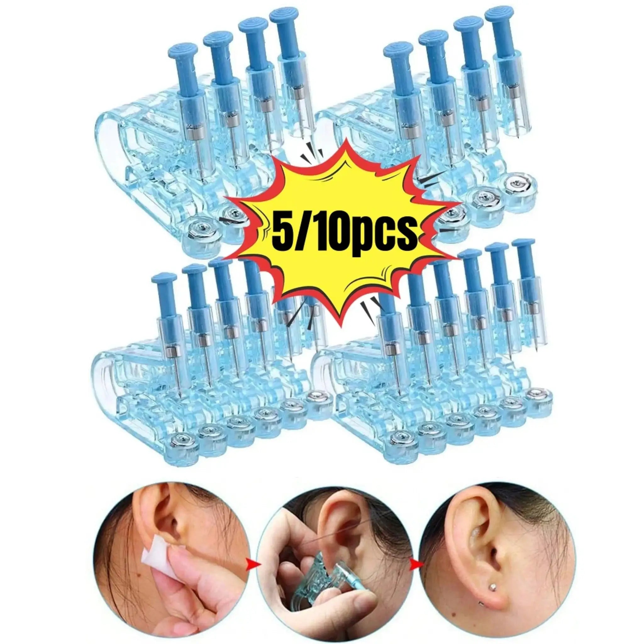 Disposable Ear Piercing Gun Kit 5 Or 10 Pcs Asepsis Safe Nose Piercer Tool Set Stainless Steel Body Jewelry