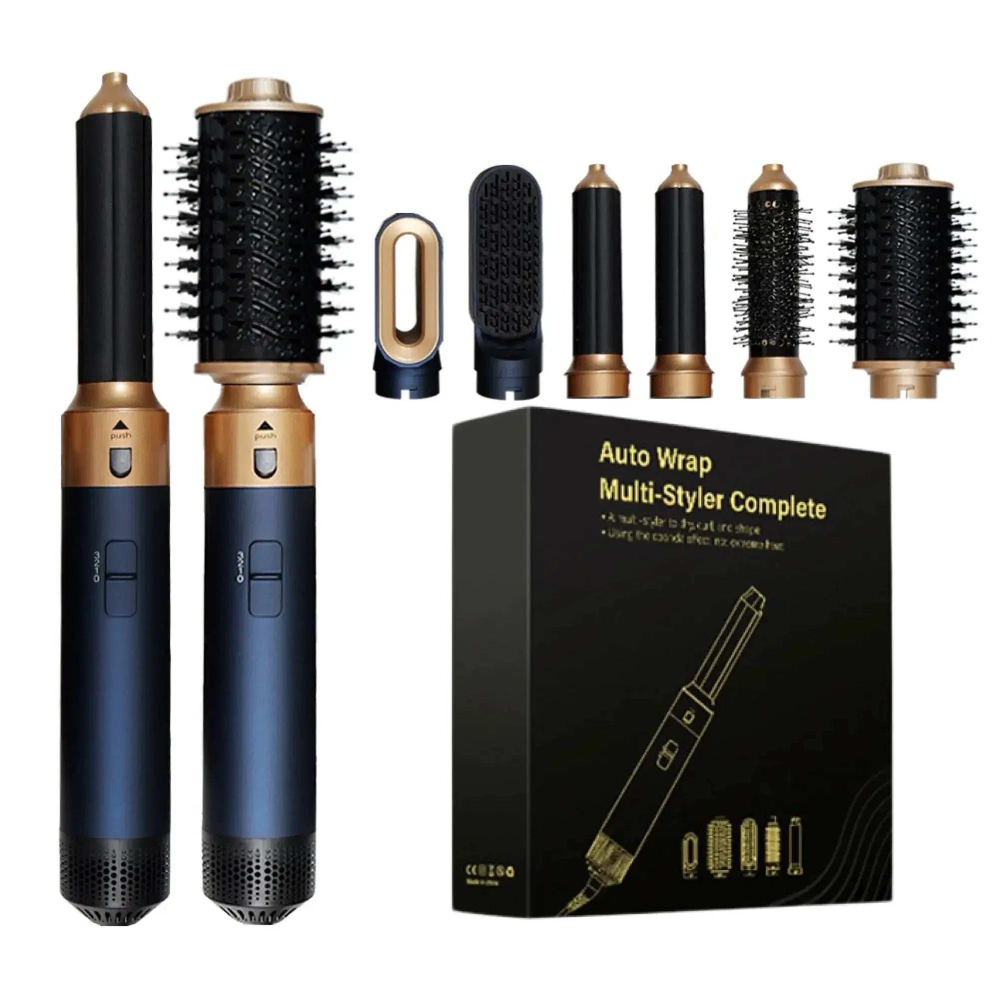 Simples Market 6-in-1 Hair Dryer Multi Styler with black and gold finish and multiple attachments