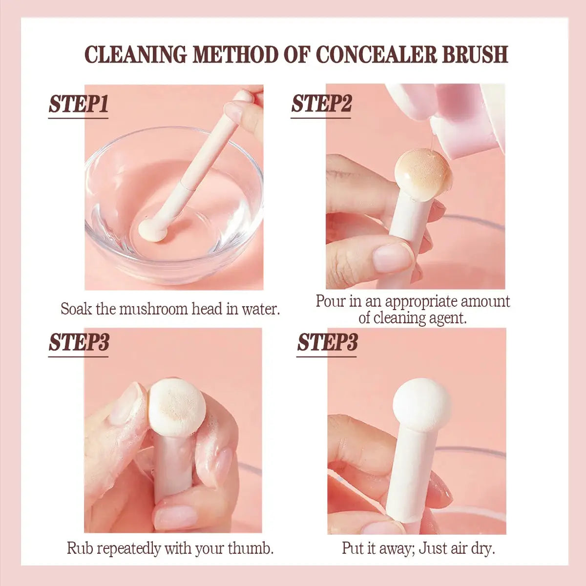 SilkAura Mushroom Head Concealer Brush Mini for Flawless Coverage with Soft Wool Bristles