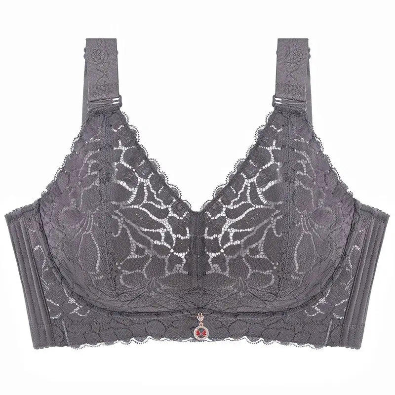 Simples Market lace wireless full-cup bra in lavender-gray, adjustable straps, no steel ring