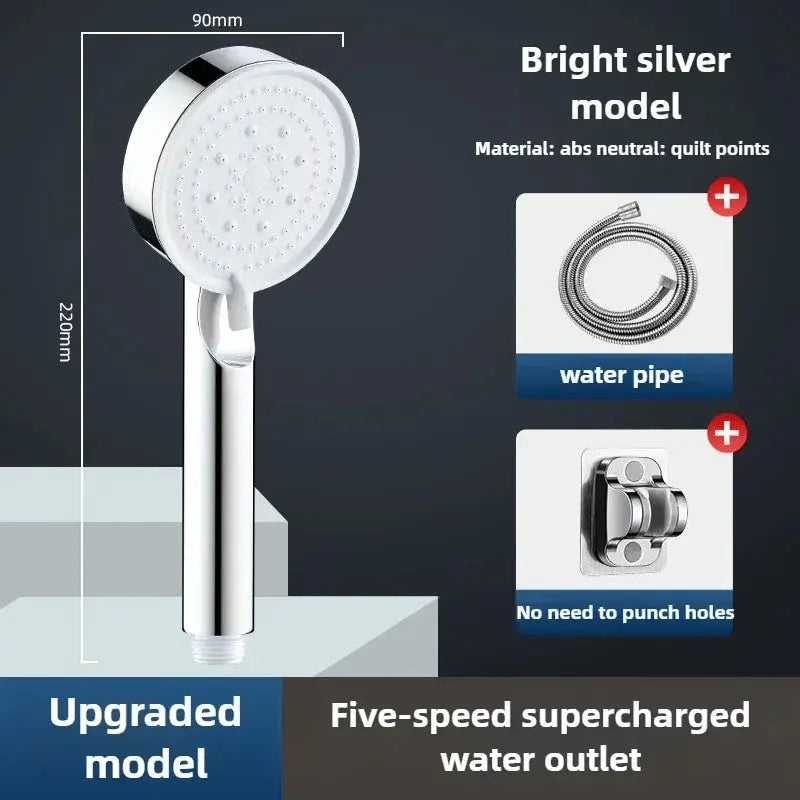 Shower head by Simples Market, black 5-mode adjustable high-pressure water-saving massage, with hose and wall-mount
