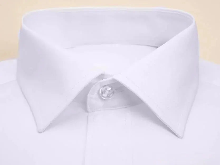 Men's white formal shirt, long sleeve, solid color for office wear