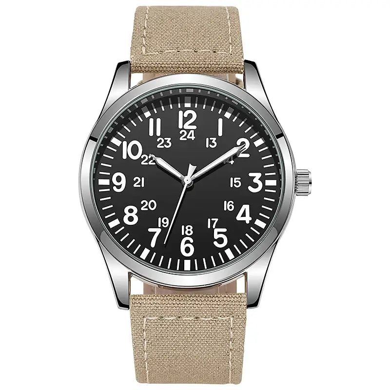 Aviator Works Pilot Collection Watch With Easy Reading 24H Display And Japanese Quartz Movement Luminous Dial 41mm Case