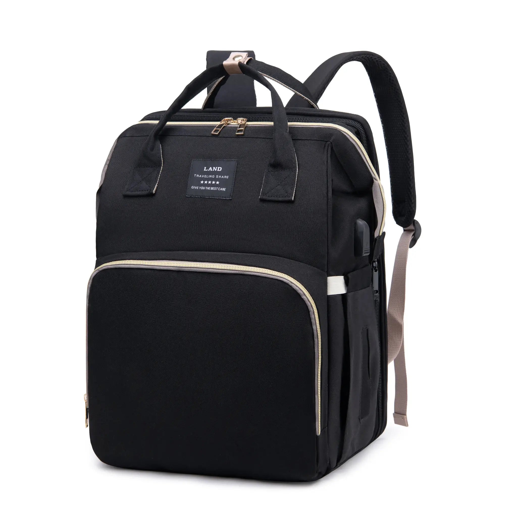 Mommy Bag Backpack With Portable Folding Crib And Large Capacity Diaper Bag For Travel And Outings
