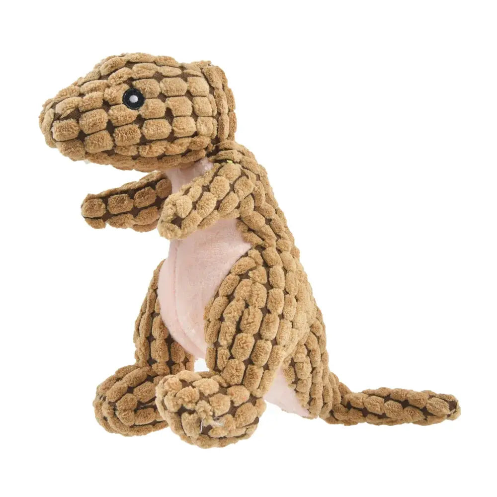 Interactive Plush Dinosaur Dog Toy for Small Dogs and Cats Durable Fleece Chew Toy