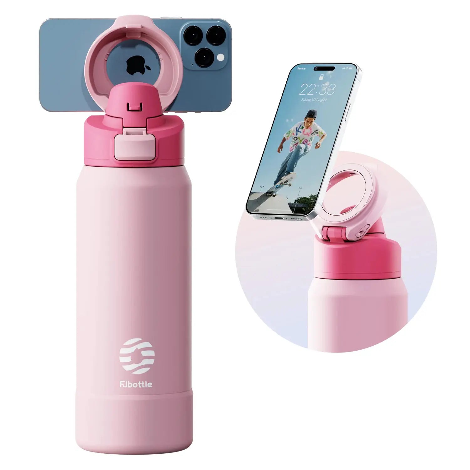 Fjbottle Magnetic Thermos Stainless Steel Bottle With Phone Holder