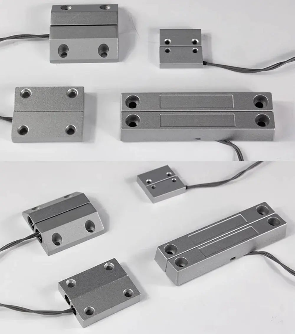 Simples Market NC door sensor set; six grey metal wired magnetic reed switches for roller shutter security alarm system