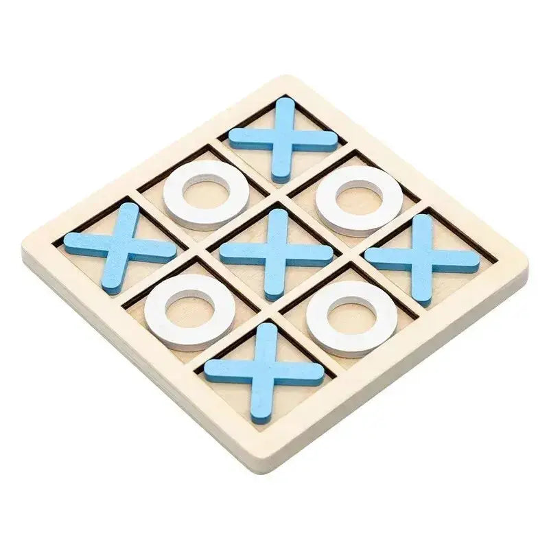 Montessori Chess Play Jigsaw Toy Game Wooden XO Tic Tac Toe Puzzle for Brain Training and Early Education