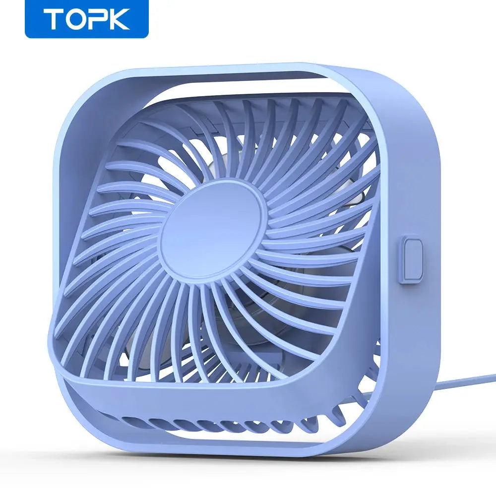TOPK Mini Portable USB Desk Fan With Strong Airflow And Quiet Operation 3 Speed 360 Degree Rotatable Standing Fan