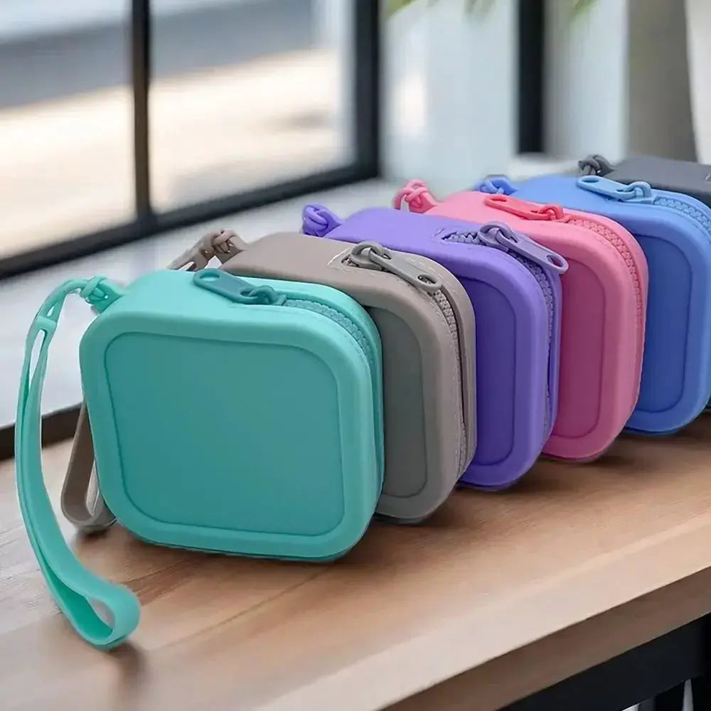 Vintage Silicone Organizer Wallet Coin Purse Waterproof Zipper Earphone Bag Travel Pouch For Students