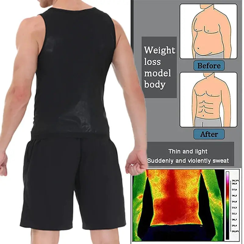 Pop Closets sauna shirt for men, sleeveless black compression workout tee by Simples Market