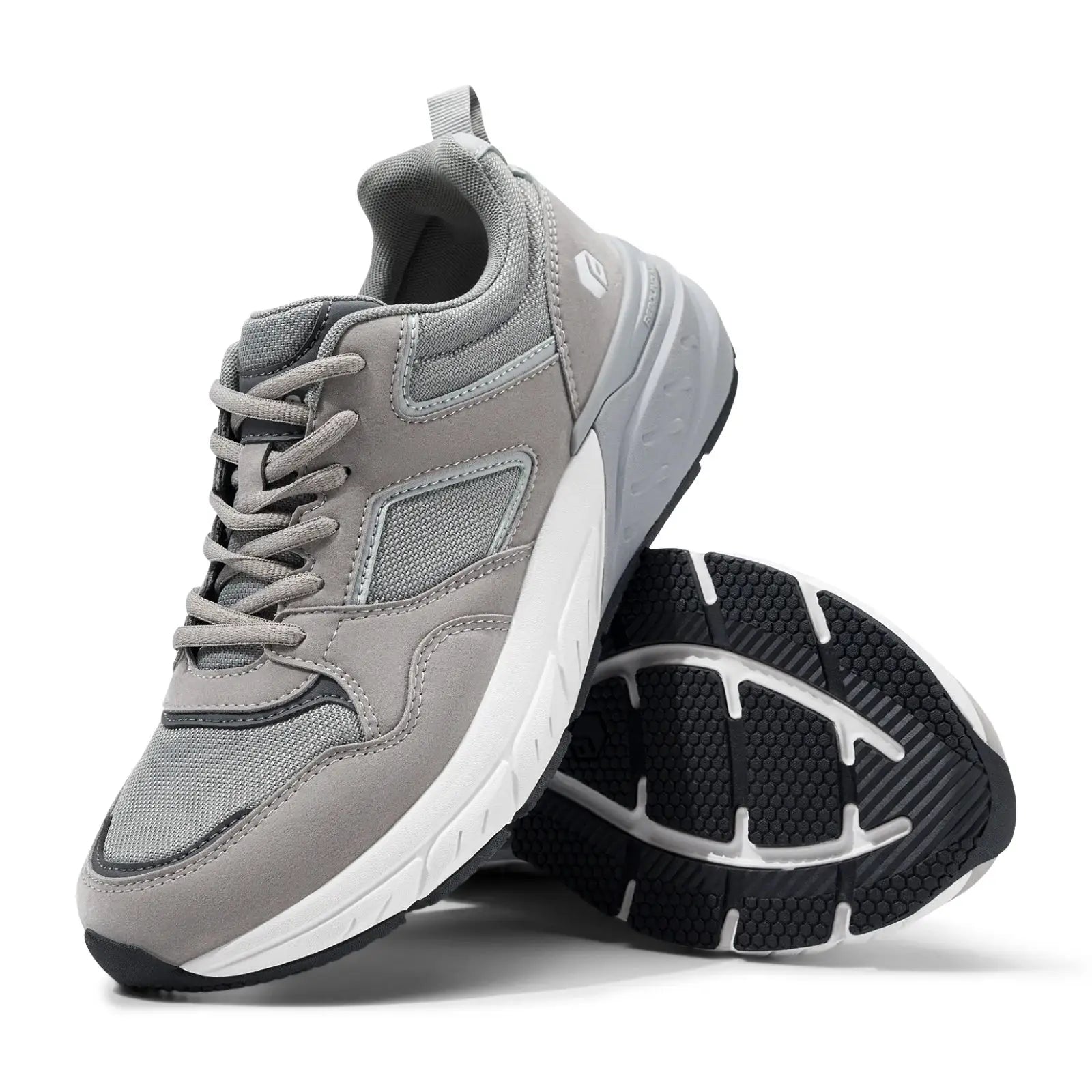 FitVille walking shoes for men, grey wide-width sneakers with arch support