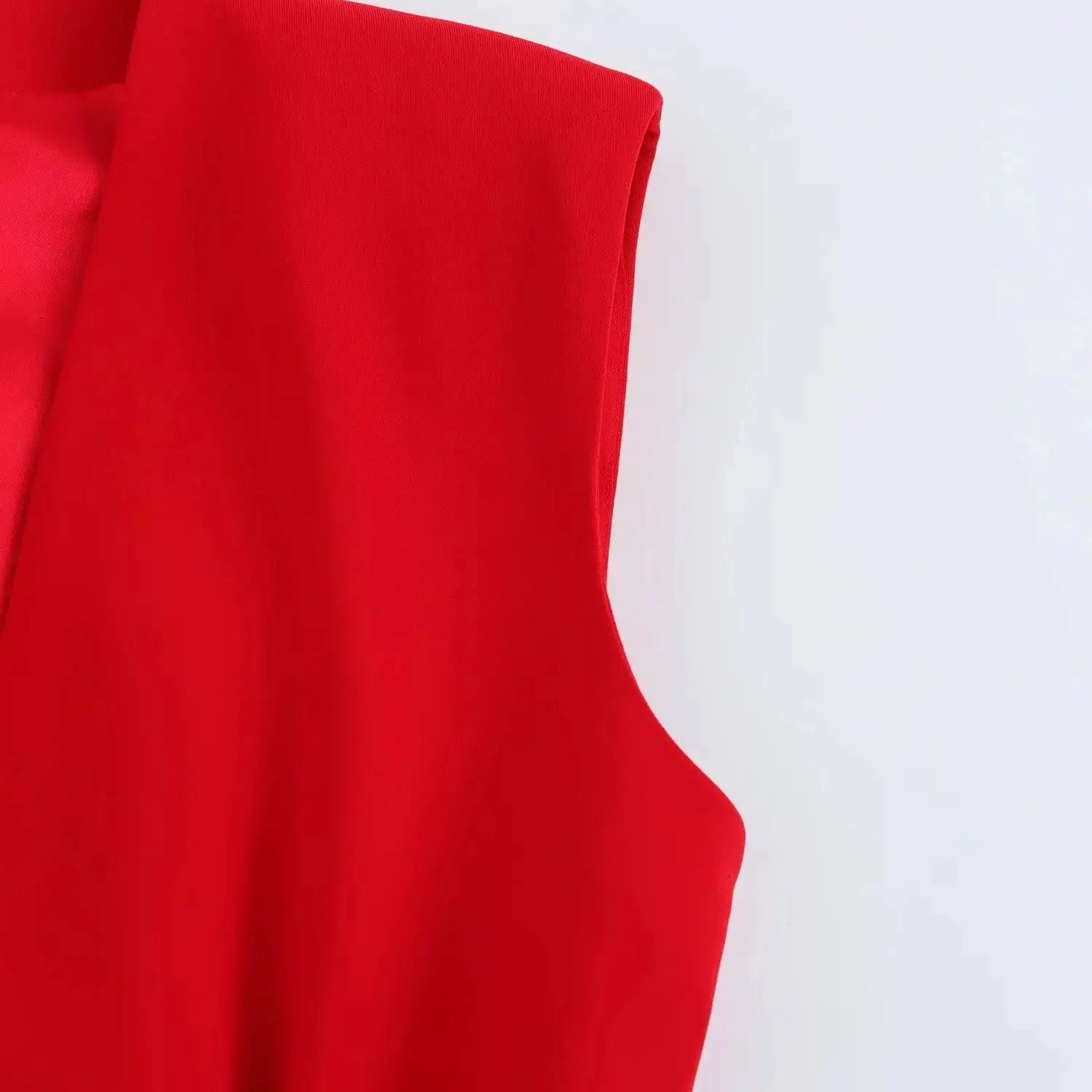 KONDALA red blazer set close-up showing sleek fabric for office chic style