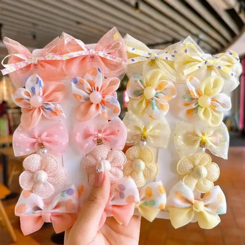 Floral Bow Baby Hairclip Set - Simples Market