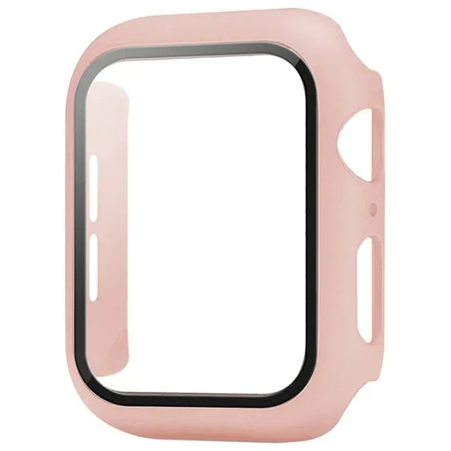 Glass+Cover Apple Watch case by Simples Market, rose pink with clear screen protector
