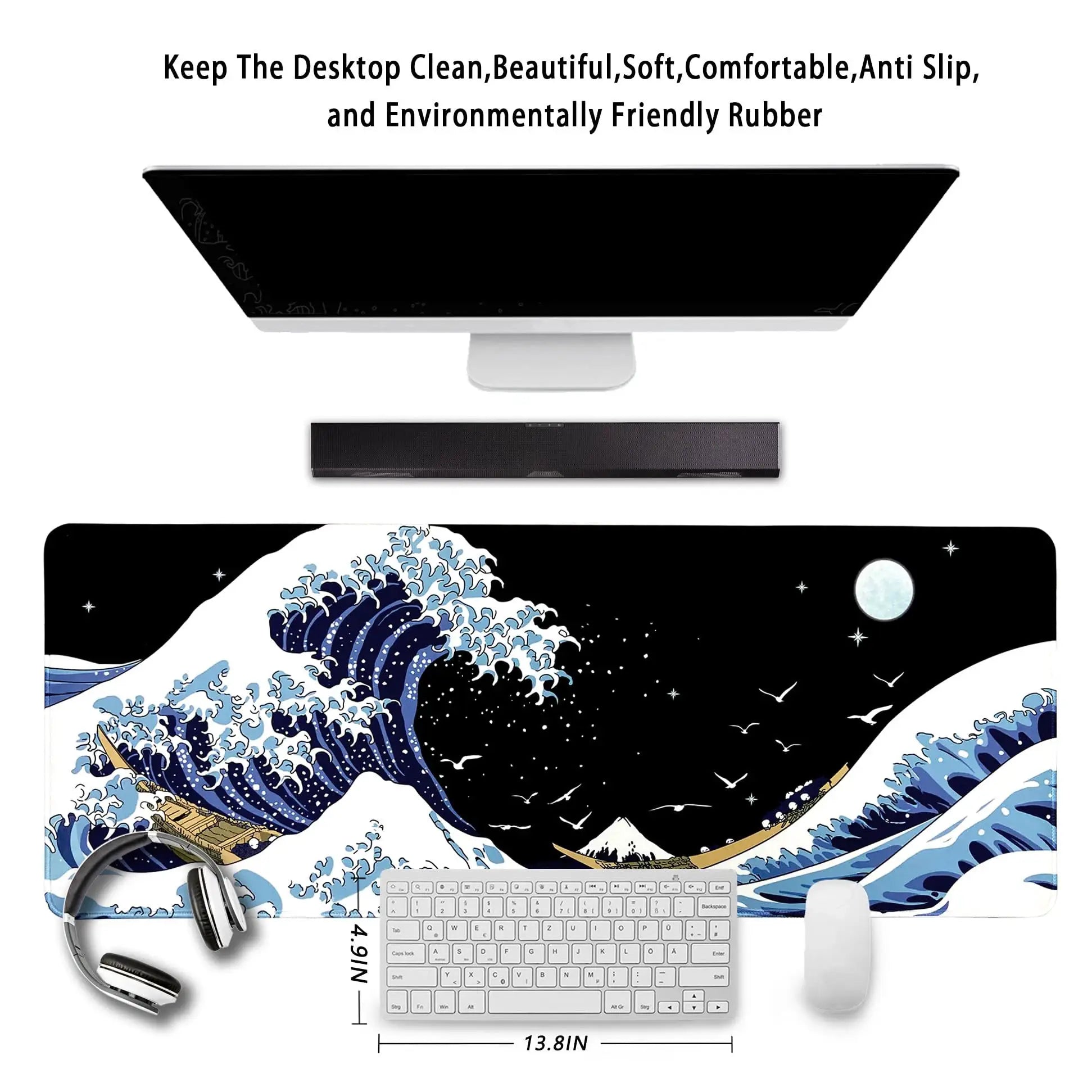 Large Desk Gaming Mouse Pad With Stitched Edges And Non Slip Rubber Base Extended Size For Precision