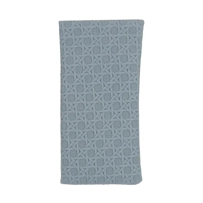 Self-closing artificial leather long wallet passport holder, light blue with geometric lattice pattern