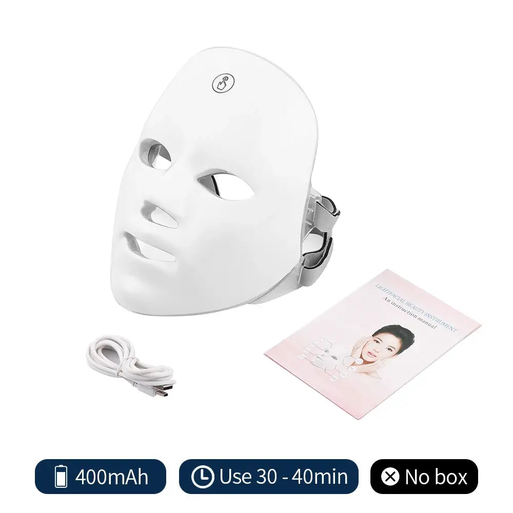 Rechargeable LED Facial Mask Seven Color Photon For Skin Rejuvenation