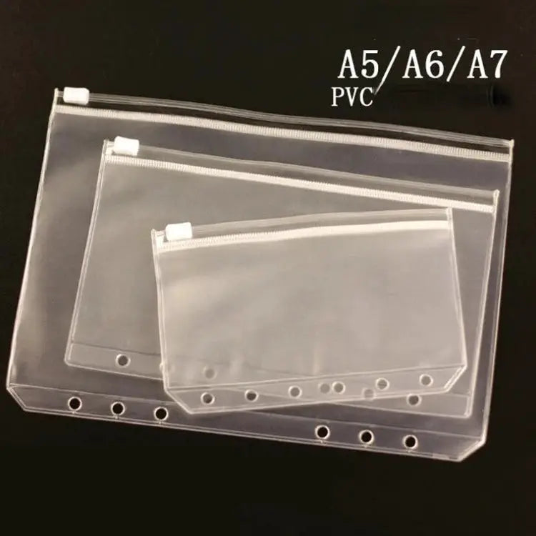 Simples Market 8pc clear PVC zipper binder pockets set in A5/A6/A7 sizes