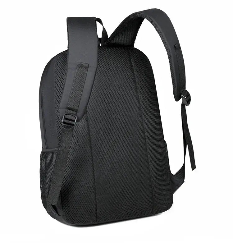 Simples Market unisex black backpack with padded mesh back, large capacity for travel, school or office