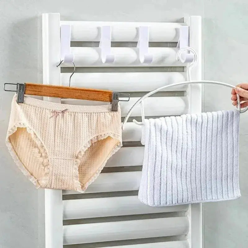 Simples Market white bathroom heated towel rack with hooks and clips