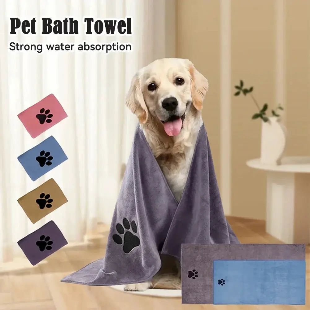 Three Size Options Microfiber Pet Bath Towel Embroidered Super Soft Absorbent for Cats and Dogs Grooming Supplies