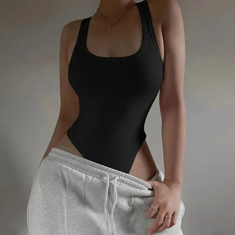 NovaWear Sleeveless Knit Bodysuit Off Shoulder Halter Bodycon Fit For Hot Summer Nights And Clubwear