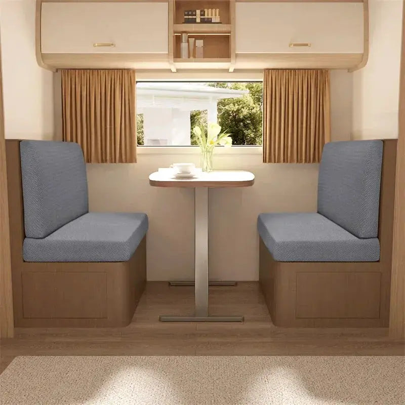 Simples Market 2-pack polar fleece RV dinette cushion covers for booth seats in blue-gray