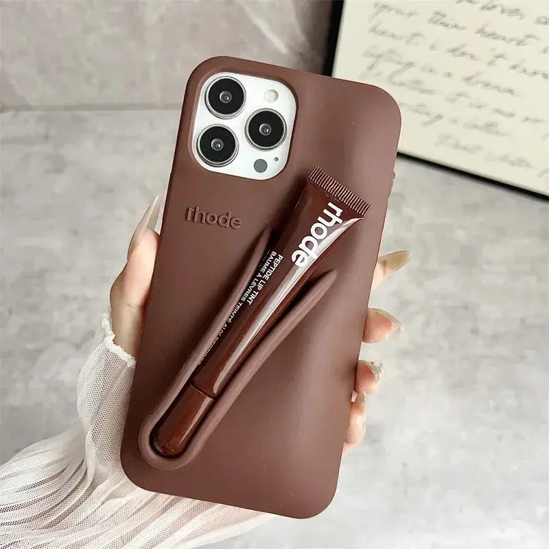 Lemontini Lip Gloss Silicone Phone Case For iPhone 11 Through 17 Pro Max Plus Air Makeup Inspired Lip Glaze