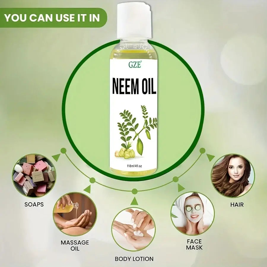 GZE Neem Oil Undiluted Cold Pressed For Skin And Hair Growth Nails Health Everyday Use
