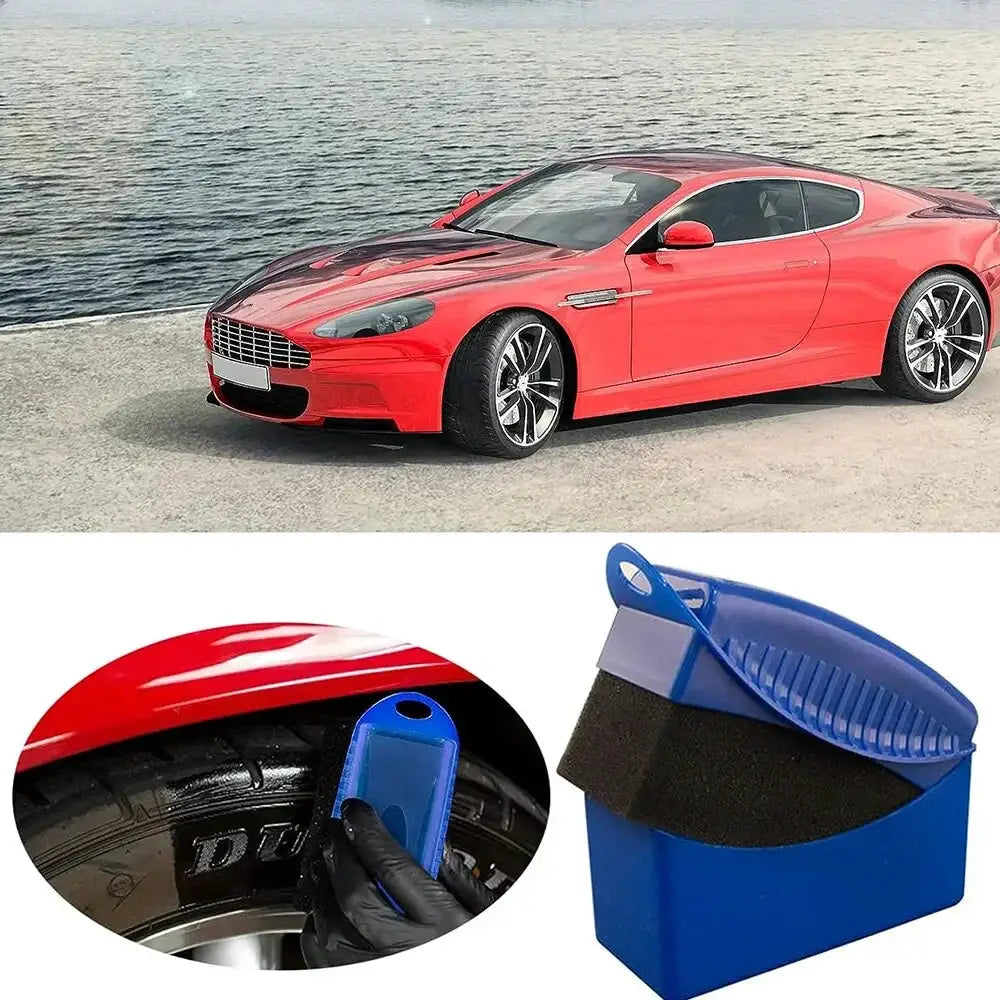 2Pcs Simples Market car tire wheel cleaning and polishing sponge set with blue applicator and detailing tools