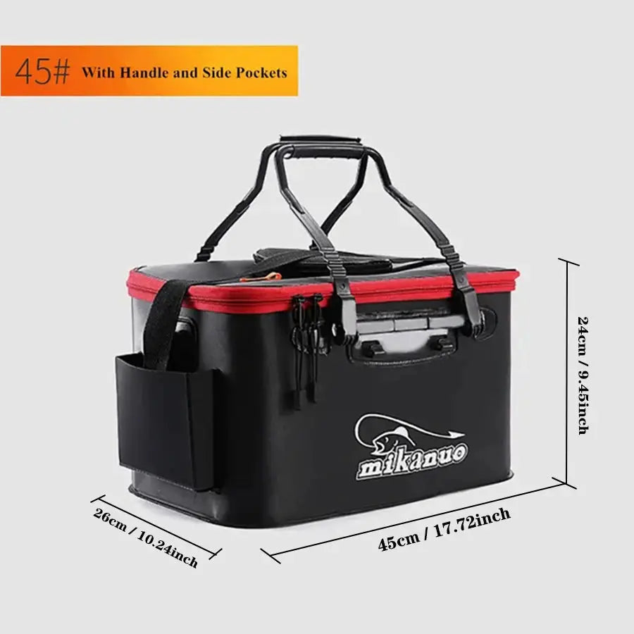 AquaEdge Portable Collapsible Fishing Bag Live Fish Box Water Container And Tackle Organizer For Camping