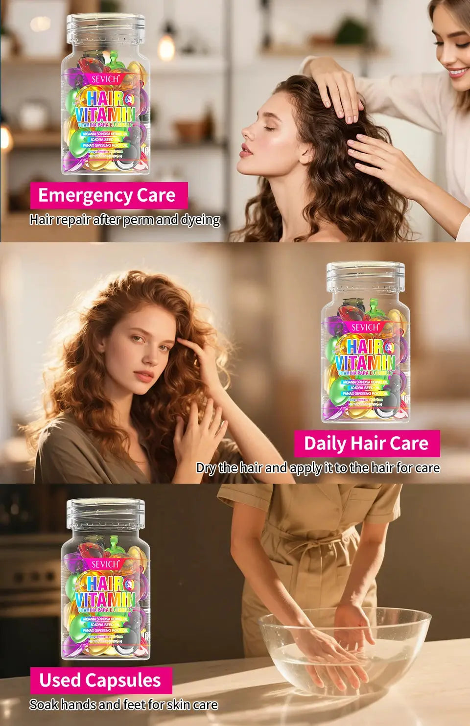 Sevich Mix Hair Vitamin Capsule Hair Treatment Oil Repair Damaged Smooth Hair Care Serum Nourishing Keratin Complex Oil