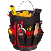 Garden tool bucket belt kit by Simples Market in black/red Oxford cloth with multiple pockets