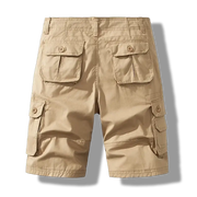 Men's cargo shorts in beige cotton by Simples Market with multiple pockets