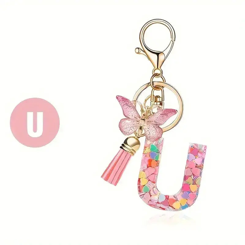 Customizable A To Z Letter Keychain With Resin Pendant Metal Holder Lobster Clasp For Keys Bags And Cars