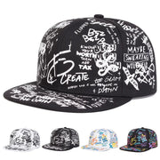 Unisex Black And White Letter Graffiti Hip Hop Baseball Cap Outdoor Adjustable Sunscreen Hat Spring And Autumn