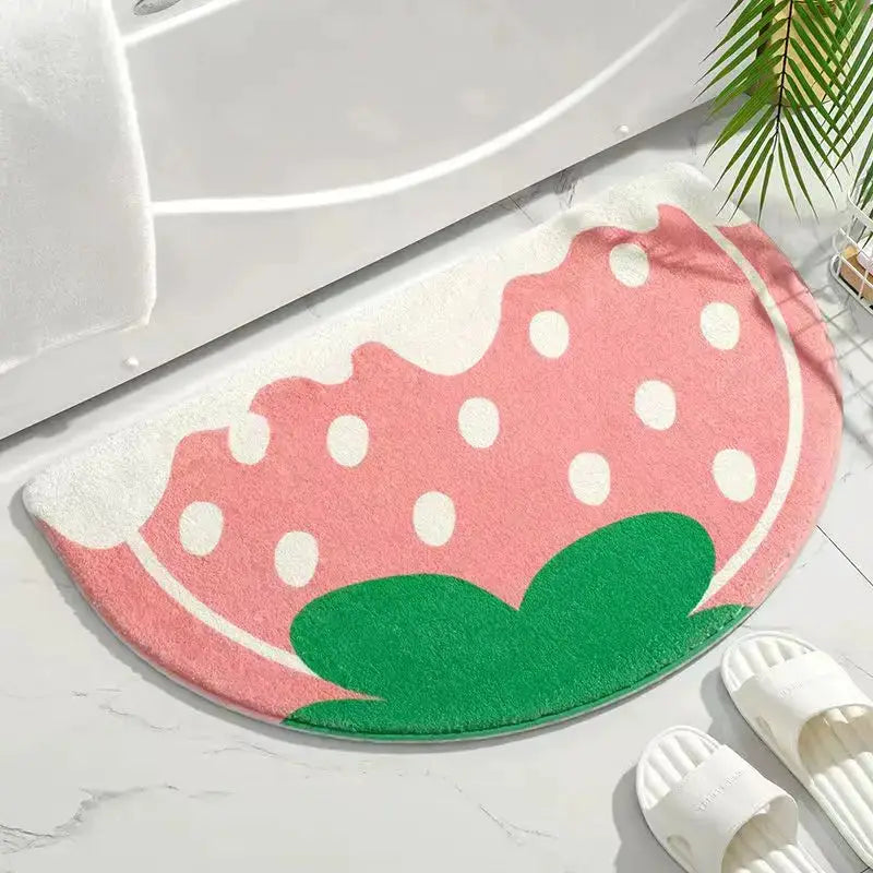 VIKAMA Imitation Cashmere Semi Circular Bathroom Floor Mat Waterproof Non Slip For Living Room Bedroom Door Mat