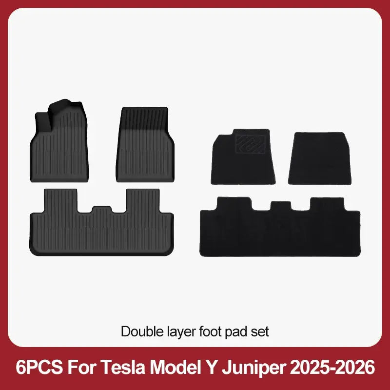 Simples Market 6-piece Tesla Model Y Juniper floor mat set, black TPE, wear-resistant trunk mats