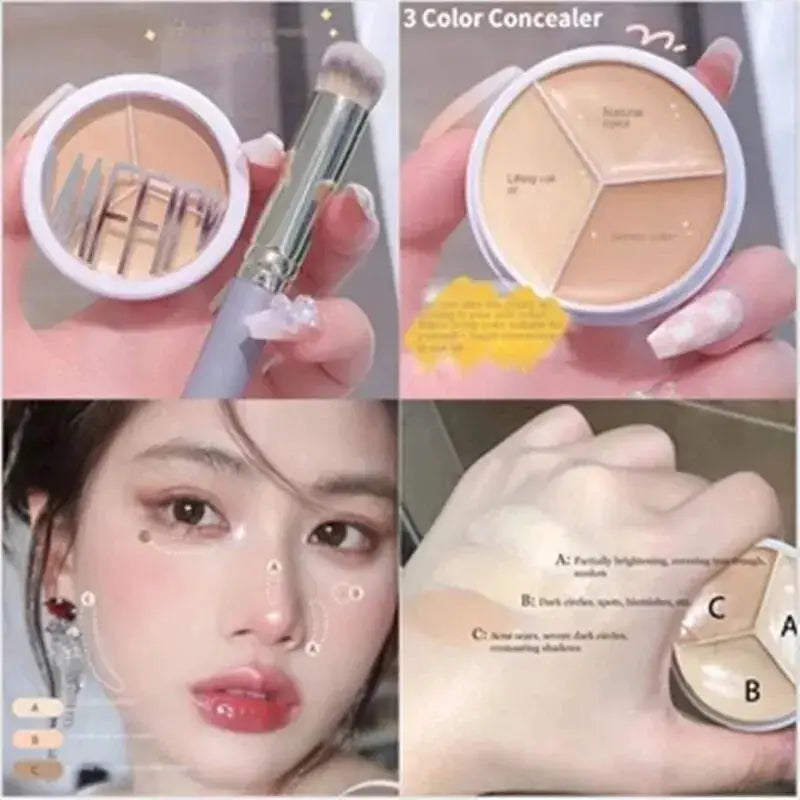 MAFFICK Three Color Concealer Palette For Dark Circles Blemishes And Eye Bags Professional Grade Coverage