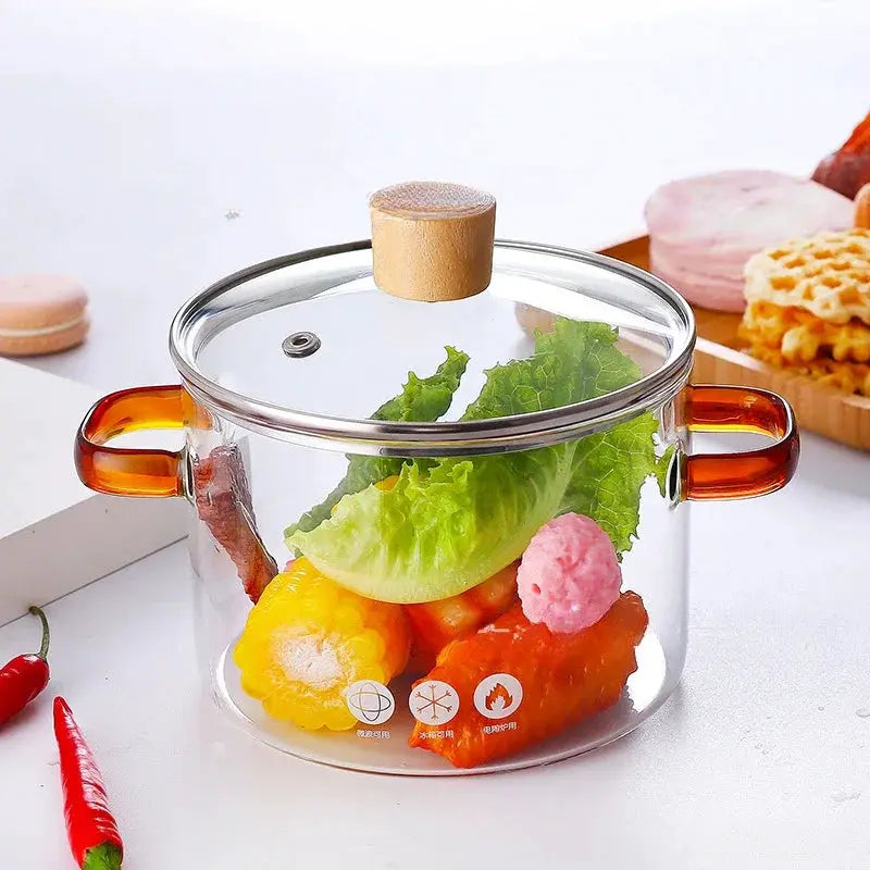 Transparent Glass Soup Pot Large Capacity High Borosilicate Glass Oven Safe Pot For Soups Stews Broths Kitchen Tools