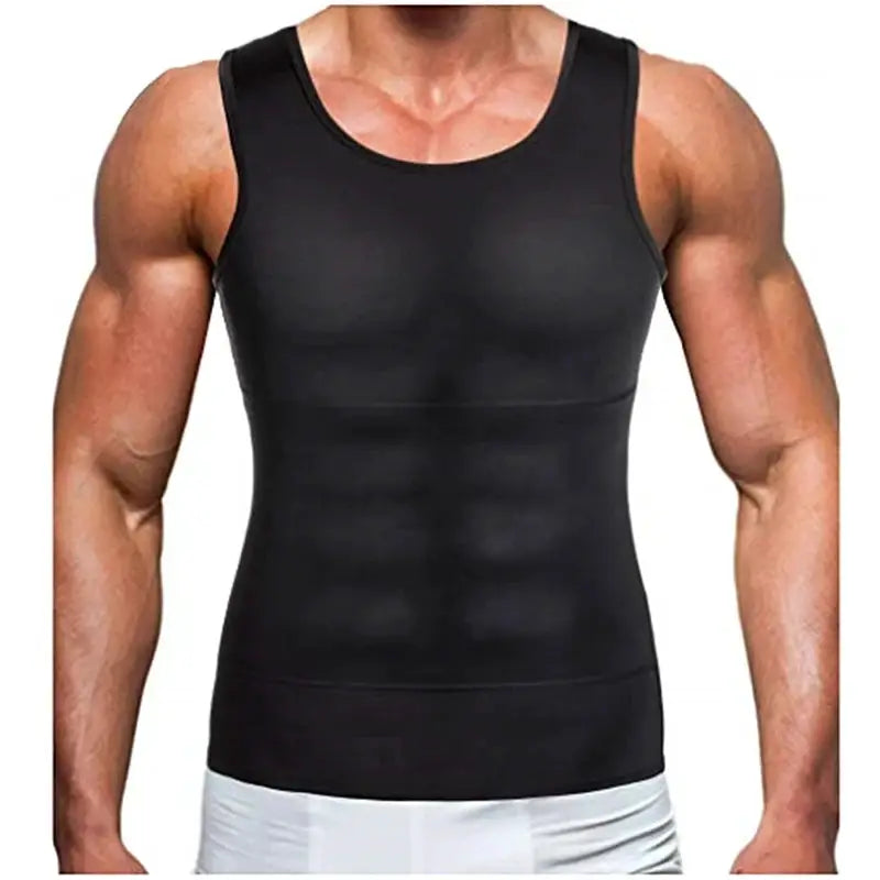 Simples Market men's black compression sleeveless jersey tank top for gym workouts
