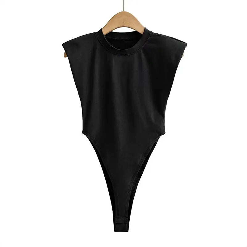 NovaForm Women Bodysuit With Padded Shoulders High Stretch Polyester Elastane Blend Sleeveless Slim Bodycon