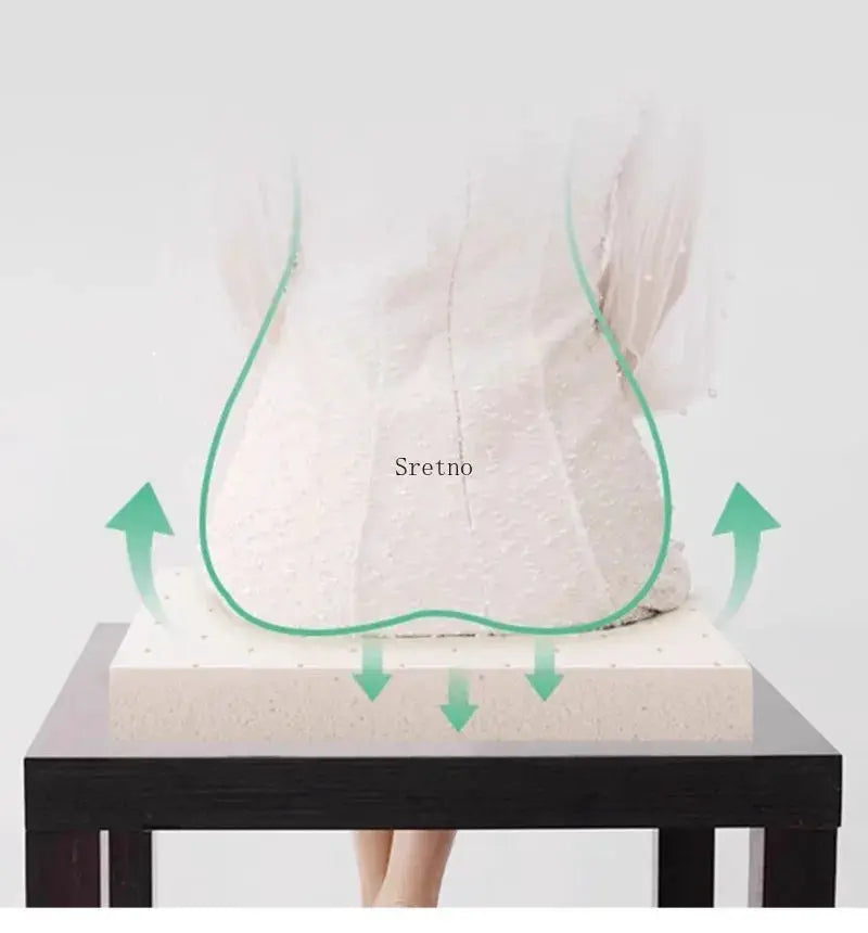 SRETNO natural latex cushion; white thick seat pad for office chair and home use