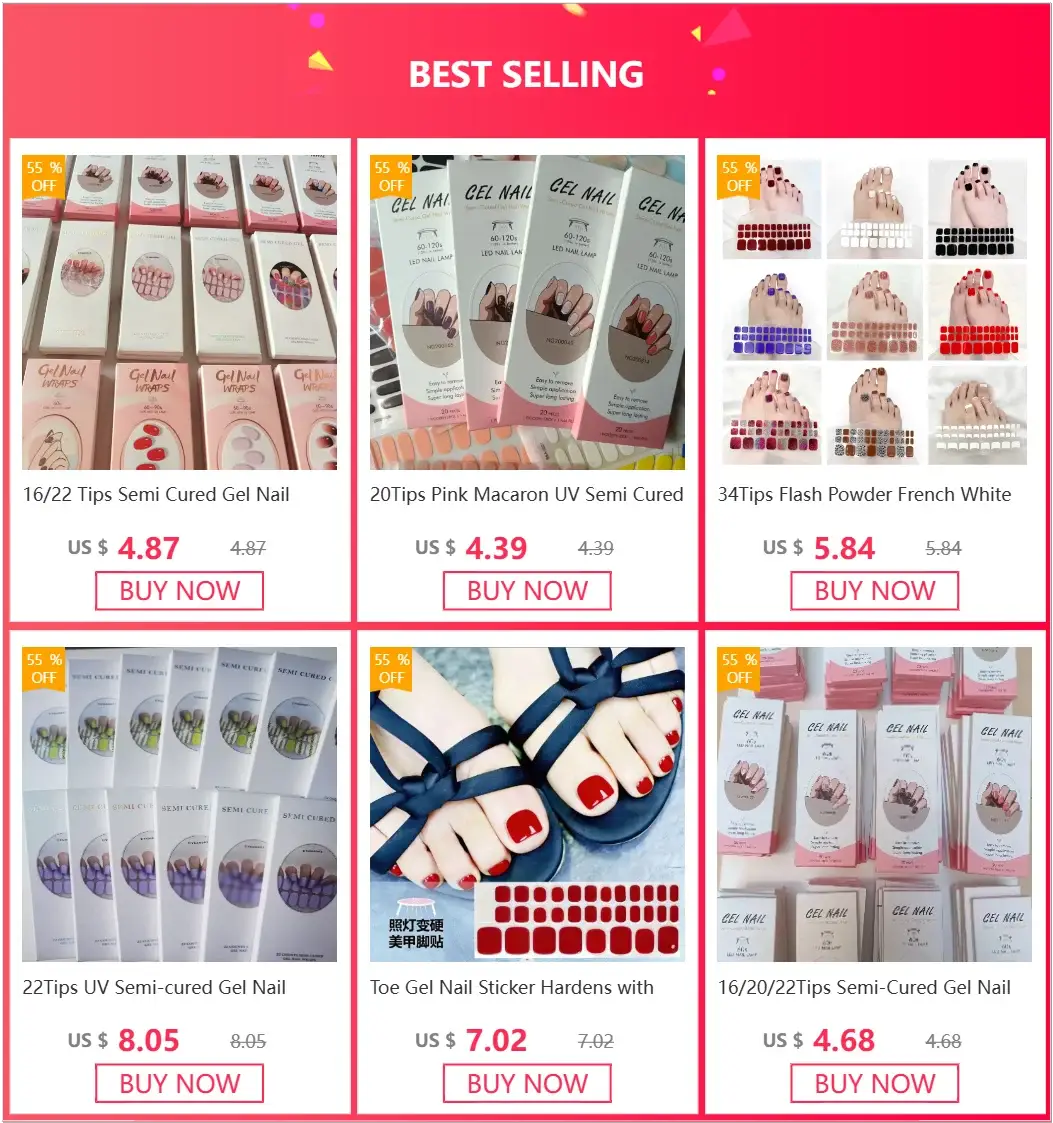 Simples Market gel nail wrap set, 9 semi-cured full-cover kits for UV lamp, waterproof long-lasting manicure
