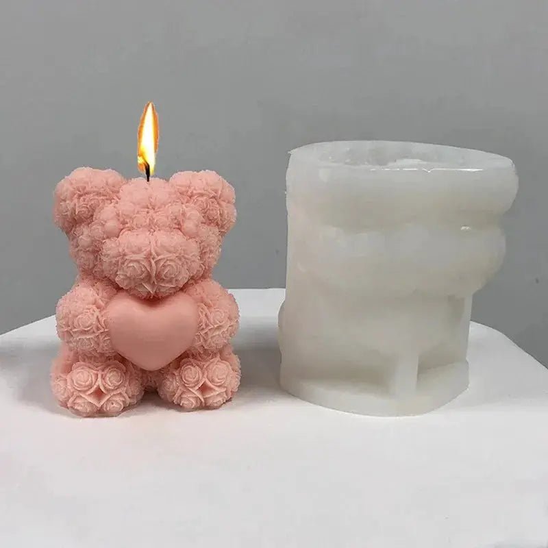 3D Bear Hug Silicone Candle Mold for Diy Crafts Cute Bear Shape Resin Soap Plaster Mold Home Decor Gift - Simples Market