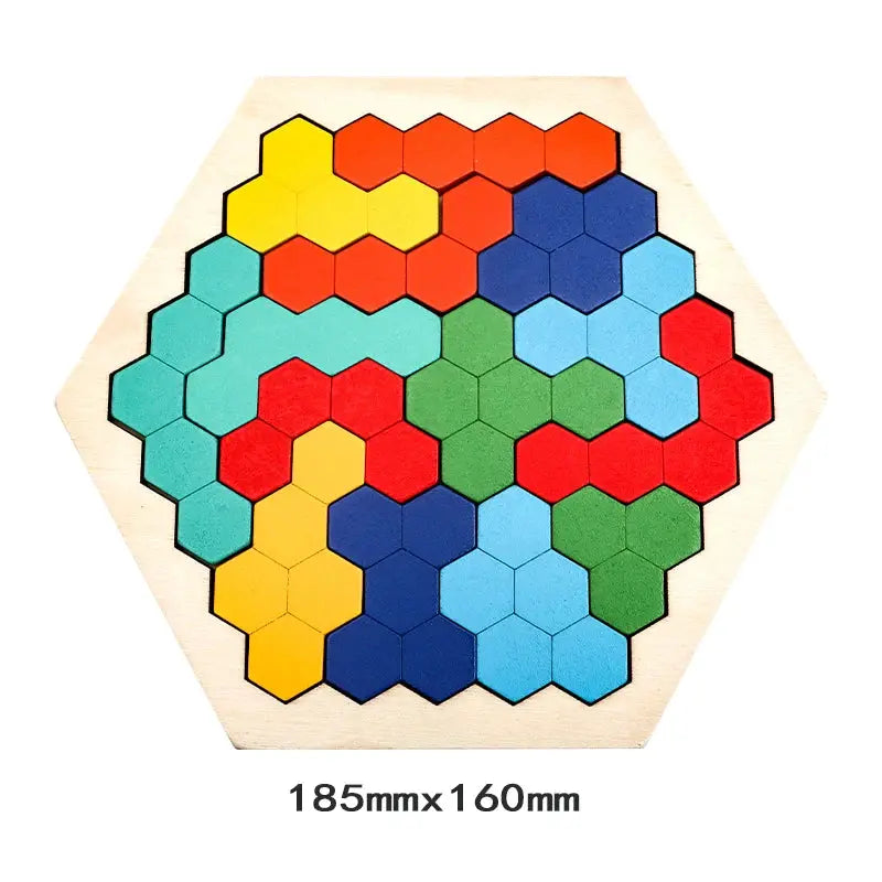 Colorful 3D Wooden Tangram Puzzle For Kids Educational Math Jigsaw Game Preschool Imagination Toys