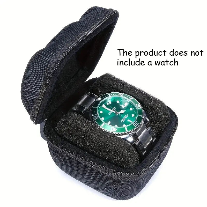 1pc Black Watch Storage Box - Hard Case W/Soft Pillows, Velvet Lined for Jewelry & Watches Protection